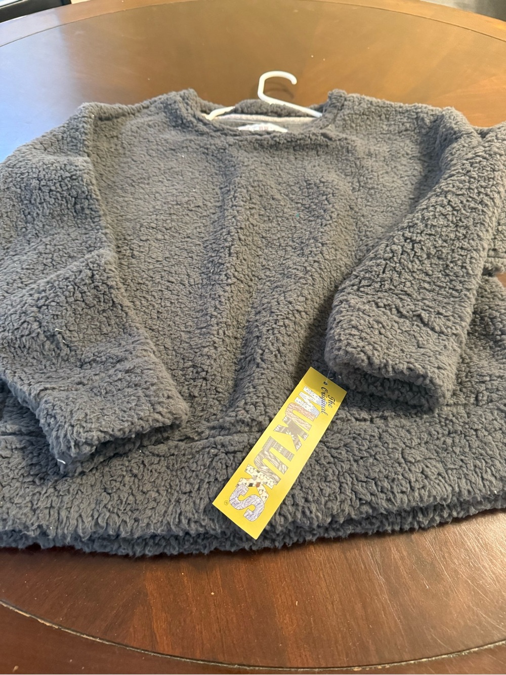 Muk Luks Plush Sherpa Crewneck Sweater - Charcoal